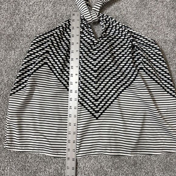 Banana Republic Shirt Womens Petite Small Black White Halter Keyhole Stripe Dot - Picture 13 of 13